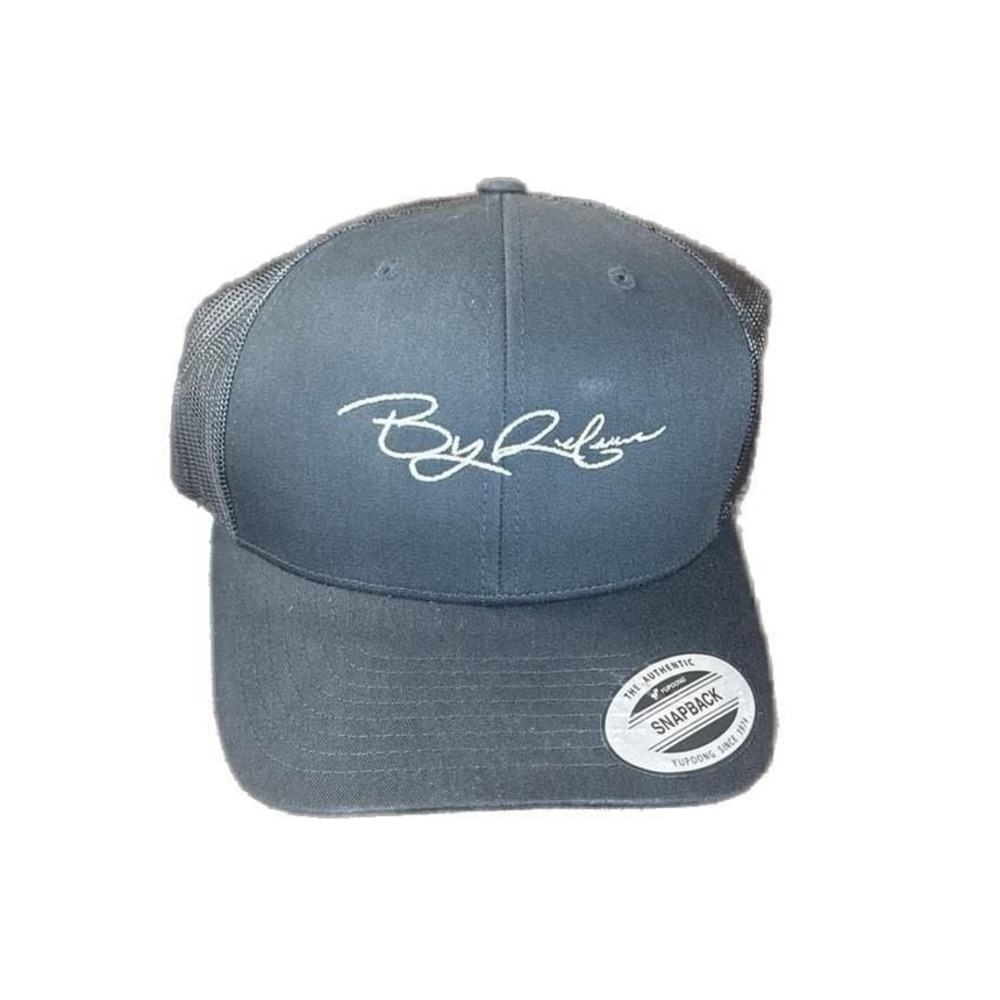 NEW By Release Signature Script Yupoong Snapback Trucker Hat Black